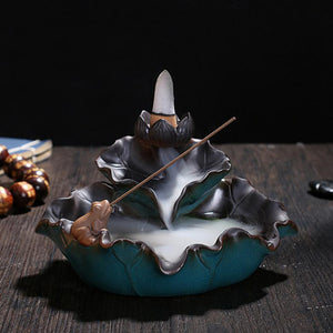 Lotus Leaf/Frog Backflow Incense Burner