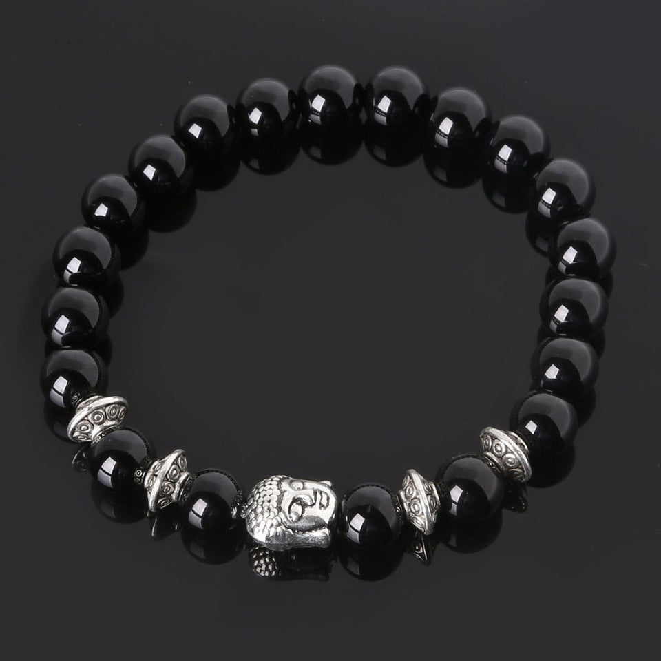 Natural Stones Beads Buddha Bracelets. 5 Colors. - Hilltop Apparel - 1