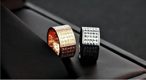 Ring - Buddhist Sutra Ring. Titanium Steel Or Rose Gold Plated.