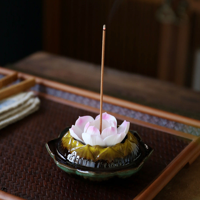 Lotus Blossom Ceramic Incense Burner