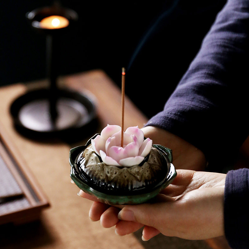 Lotus Blossom Ceramic Incense Burner