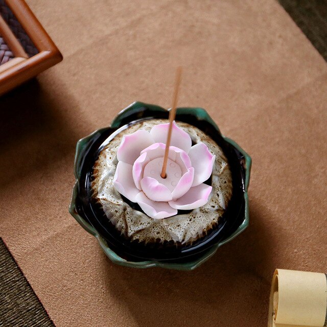 Lotus Blossom Ceramic Incense Burner