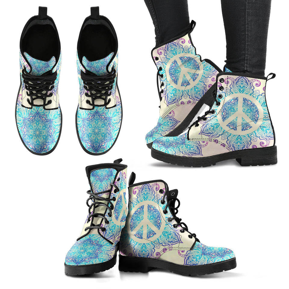 Peace and Mandala Women's Leather Boots