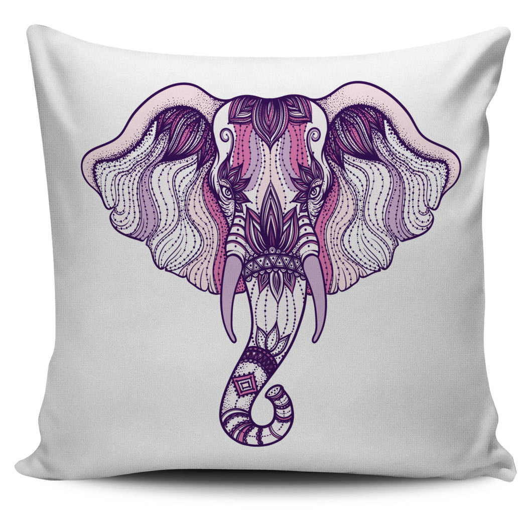 Purple Mandala Elephant Pillow Cover