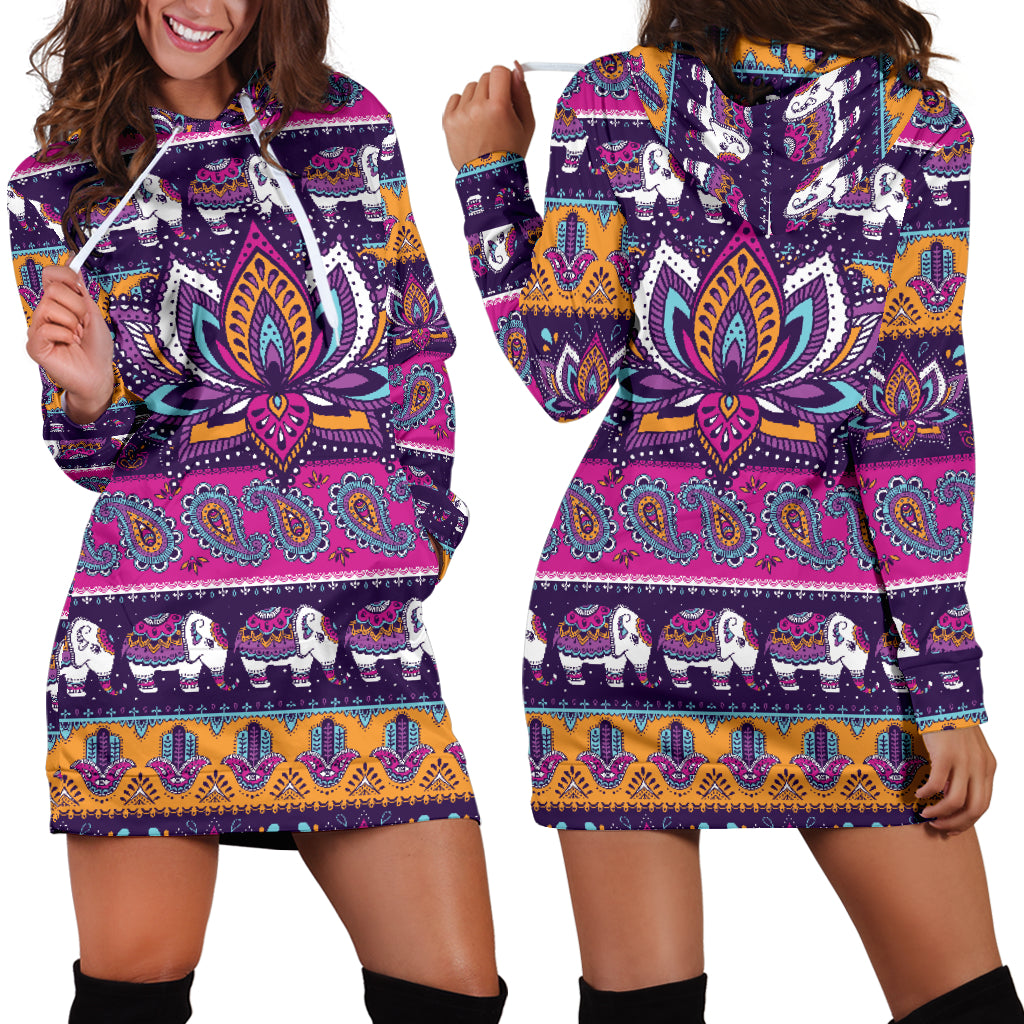 Colorful Lotus Women's Hoodie Dress