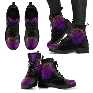 Ornamental Lotus Flower Women's Leather Boots