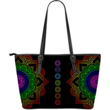 Chakra Mandala Large Leather Tote Bag