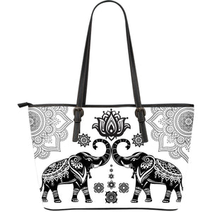 Elephant Love Large Leather Tote Bag
