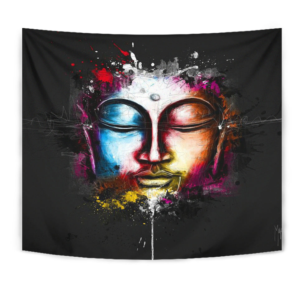 Abstract Buddha Face Tapestry