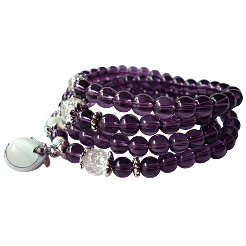 108 Amethyst Beads Mala Bracelet/Necklace - Hilltop Apparel - 2