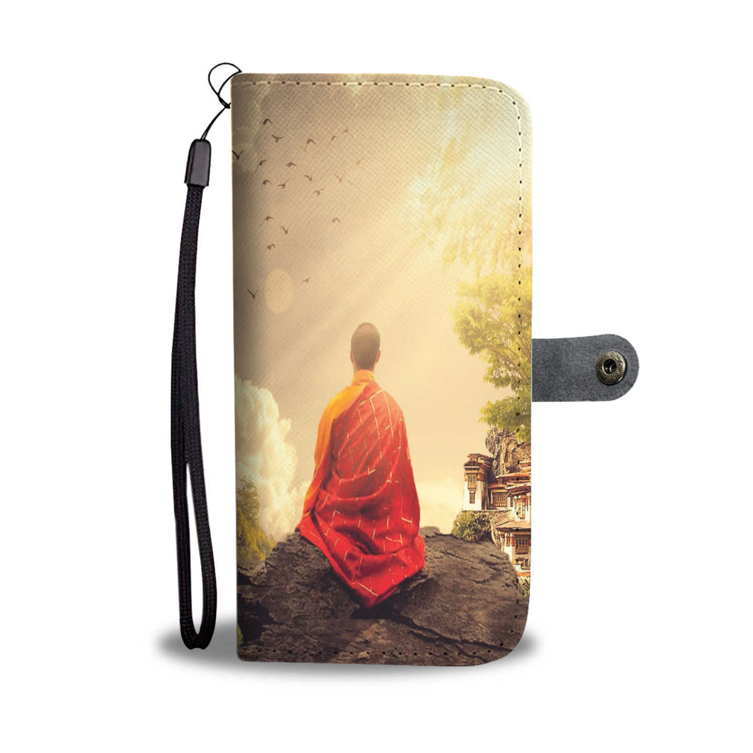 Meditating Monk Wallet Phone Case