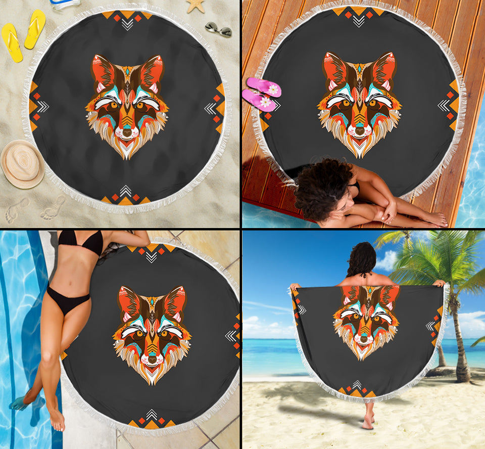 Wolf Abstract Beach Blanket