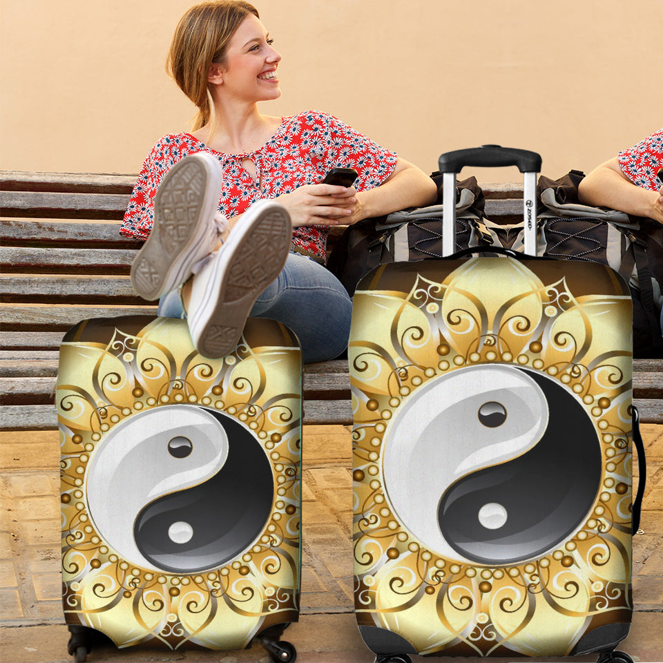 Golden Yin Yang Luggage Cover