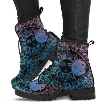 Mandala Sun Moon Women's Leather Boots