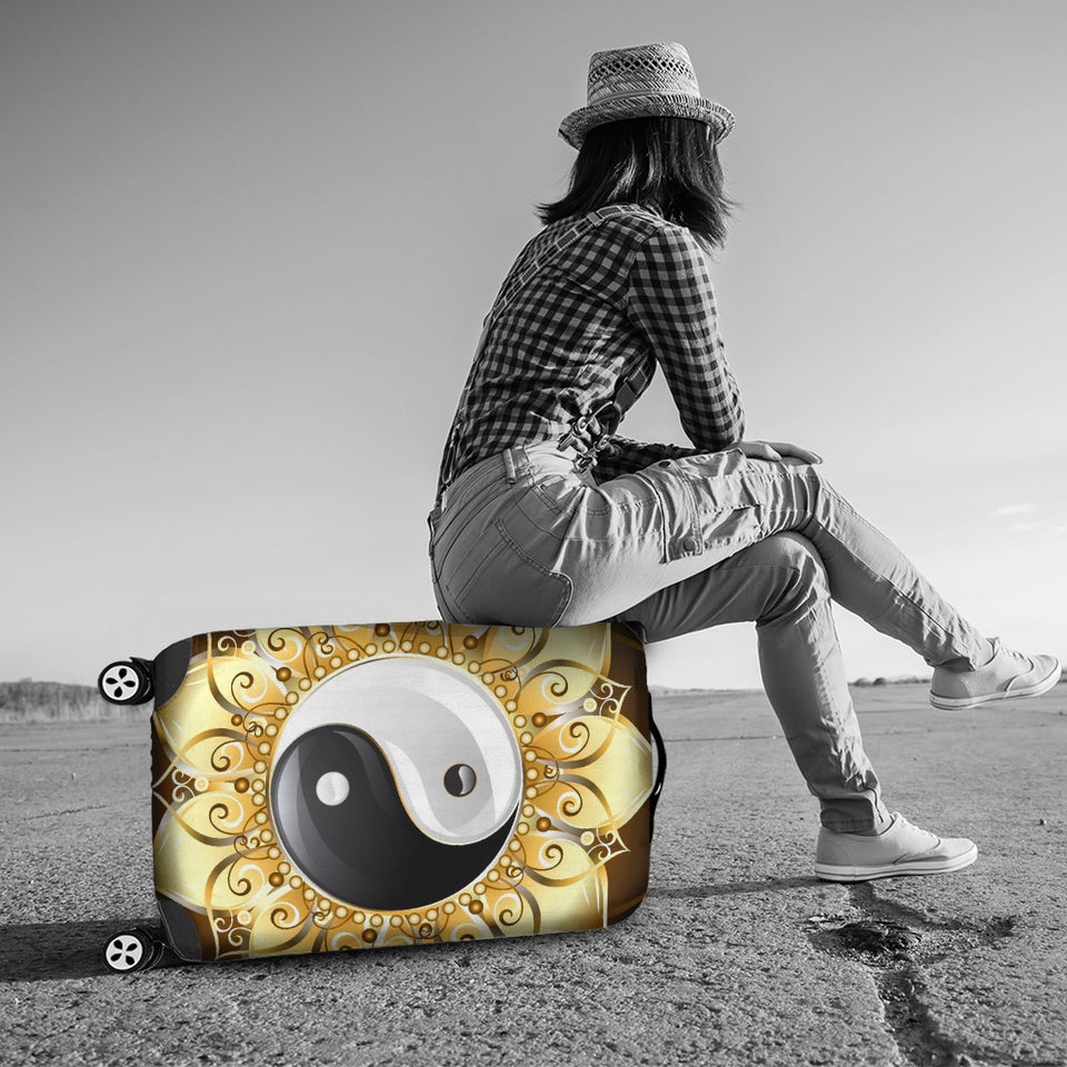 Golden Yin Yang Luggage Cover