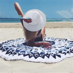 Blue Peruvian Beach Blanket Yoga Mat