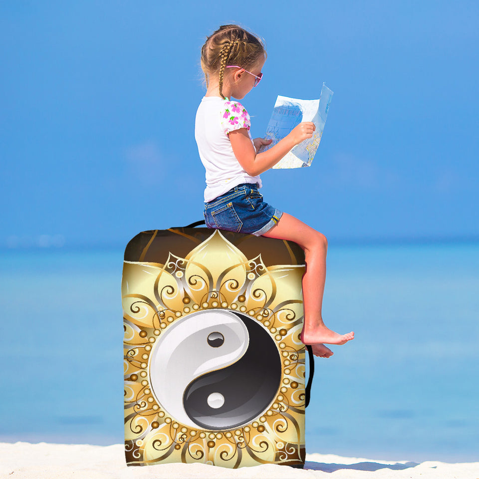 Golden Yin Yang Luggage Cover