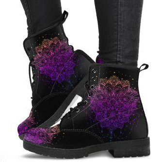 Ornamental Lotus Flower Women's Leather Boots