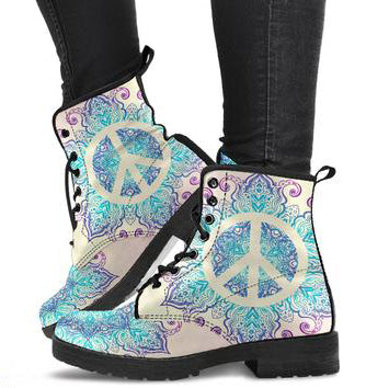 Peace and Mandala Women's Leather Boots