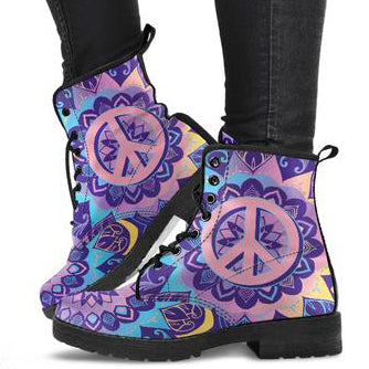 Peace Mandala Women's Leather Boots