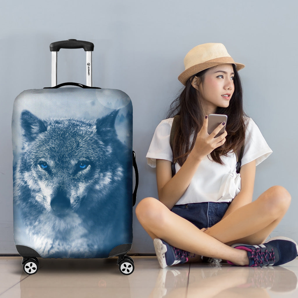 Blue Eyed Wolf Luggage Cover