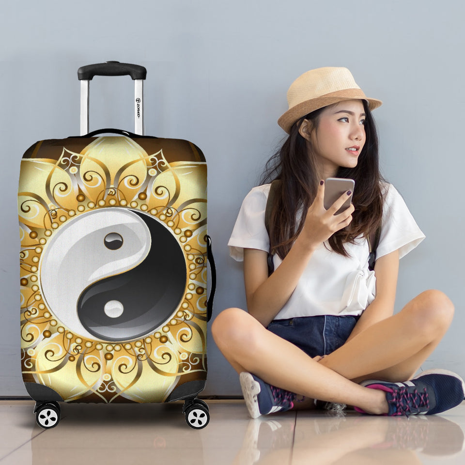 Golden Yin Yang Luggage Cover