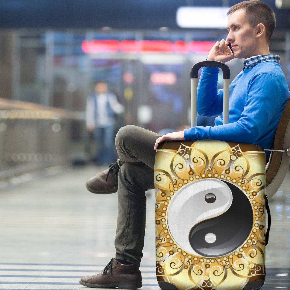 Golden Yin Yang Luggage Cover