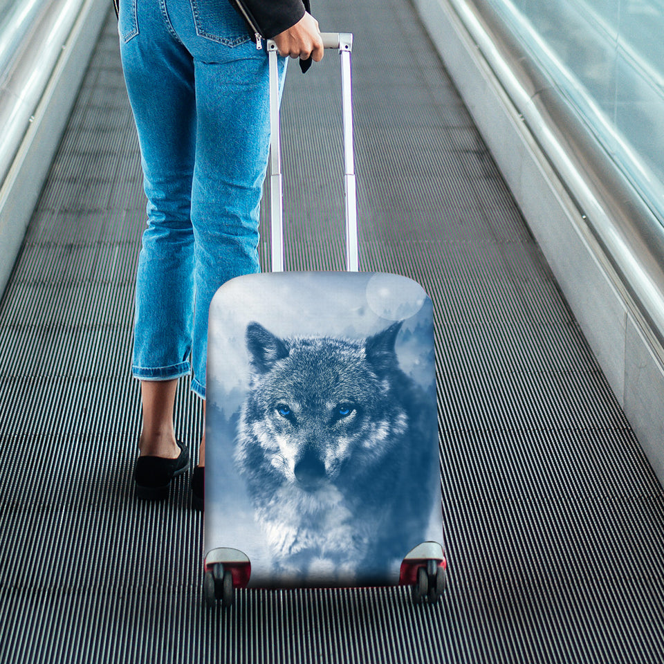 Blue Eyed Wolf Luggage Cover