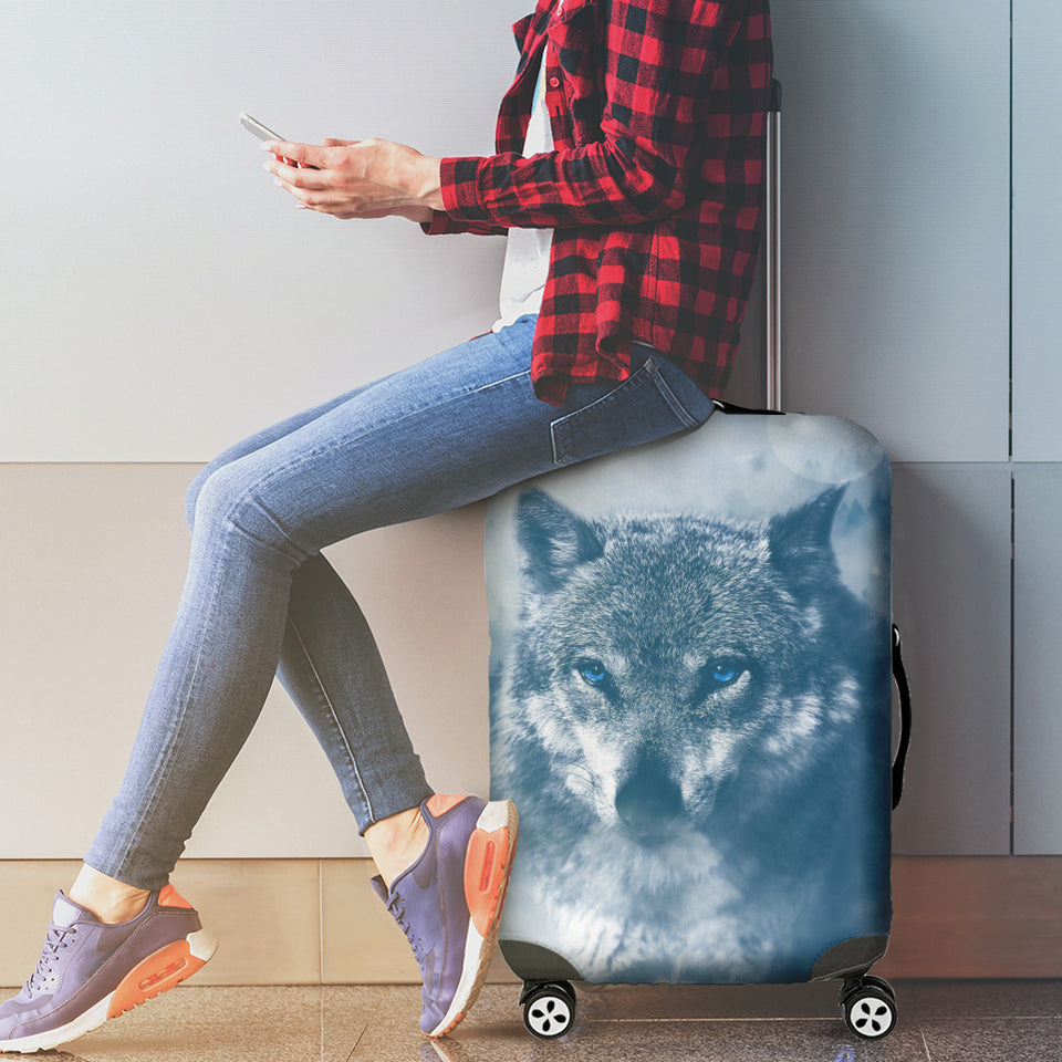 Blue Eyed Wolf Luggage Cover