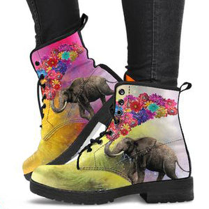 Elephant With Balloons Women's Leather Boots