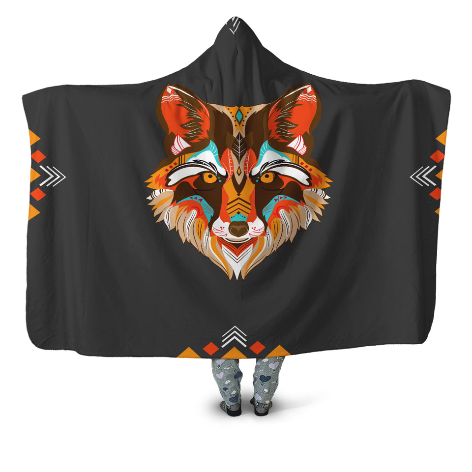 Abstract Wolf Hooded Blanket