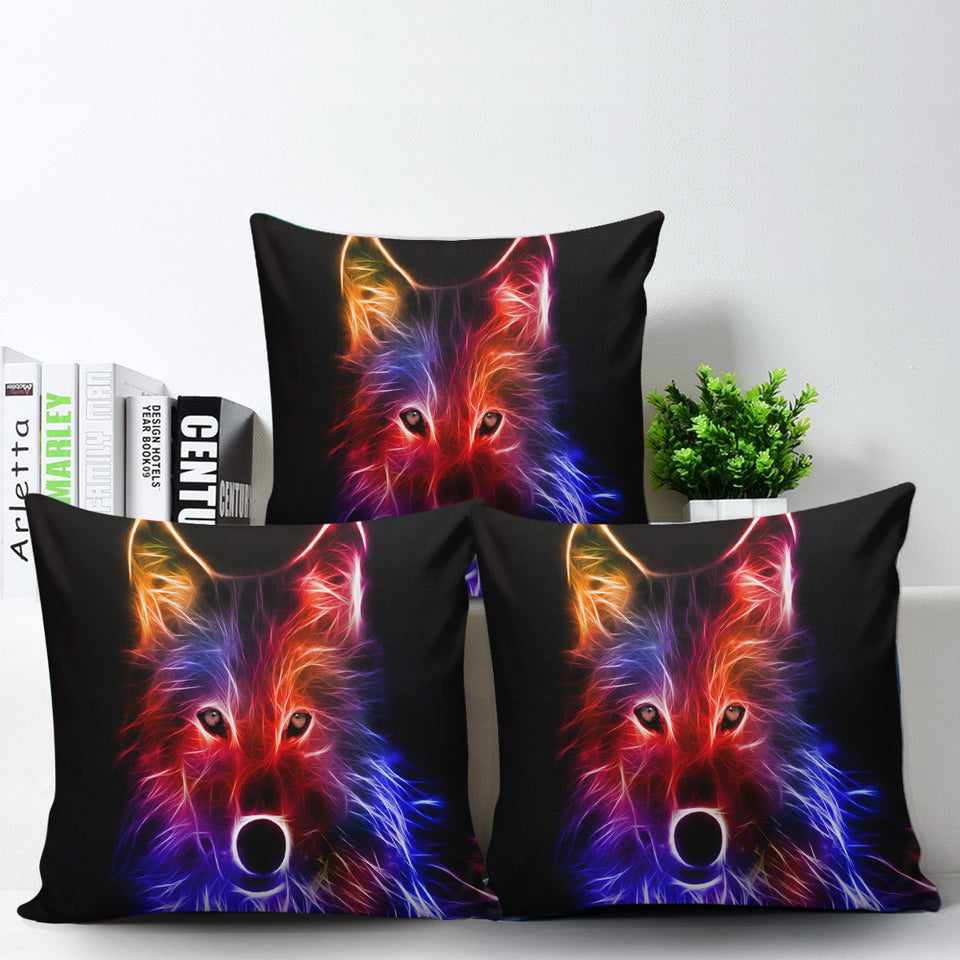 Abstract Lighting Wolf Pillow Cover