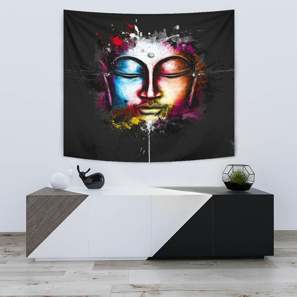 Abstract Buddha Face Tapestry