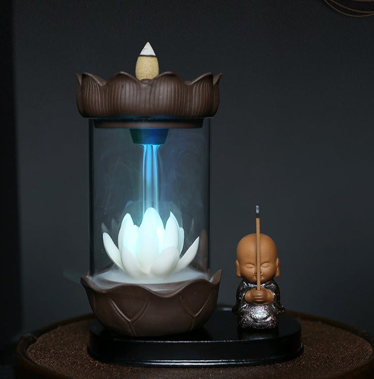 White Lotus In a Glass LED Incense Burner