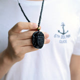 Black Obsidian Guanyin Head Necklace