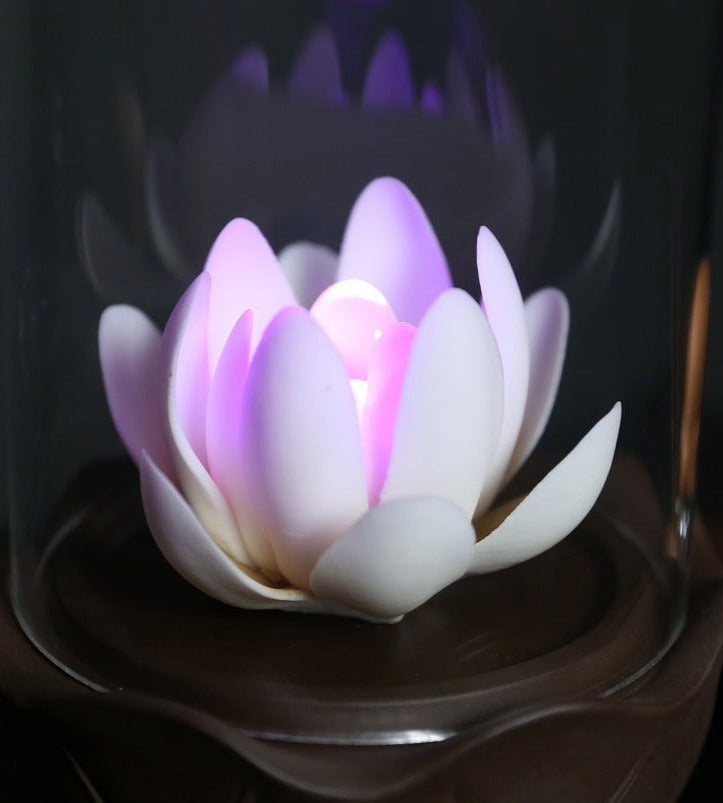 White Lotus In a Glass LED Incense Burner