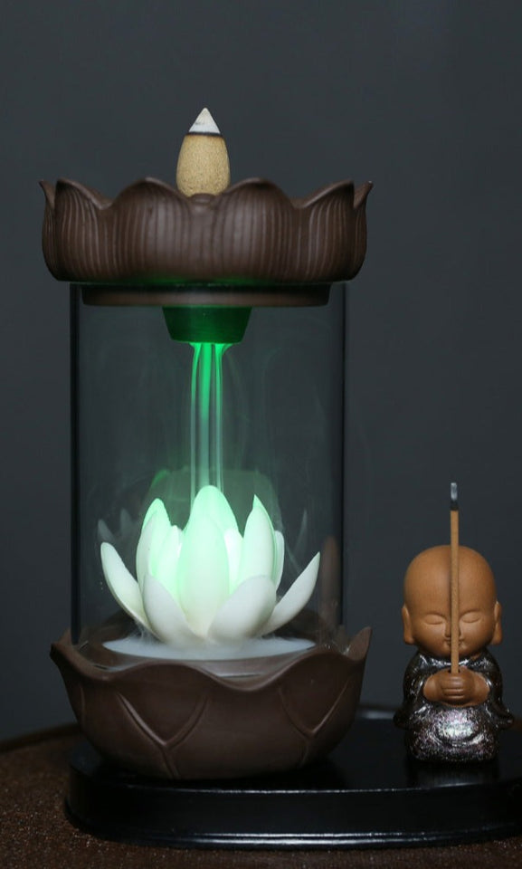 White Lotus In a Glass LED Incense Burner