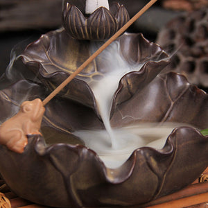 Lotus Leaf/Frog Backflow Incense Burner