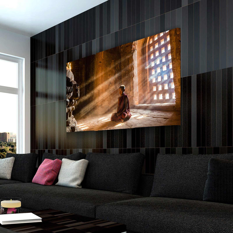 Monk Meditating Canvas Wall Art