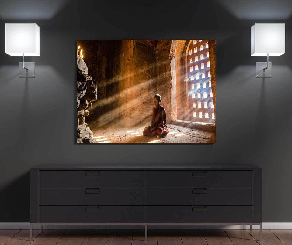 Monk Meditating Canvas Wall Art