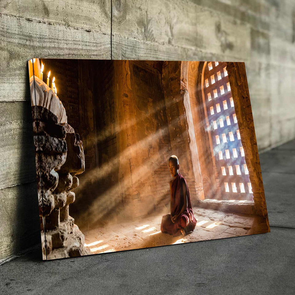 Monk Meditating Canvas Wall Art