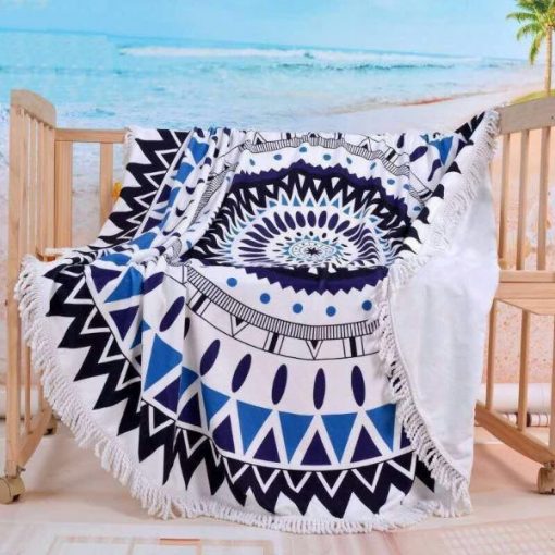 Blue Peruvian Beach Blanket Yoga Mat