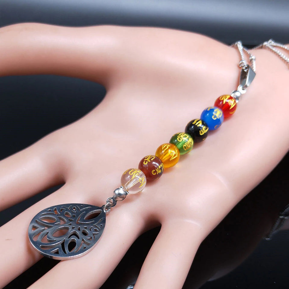 7 Chakra and Lotus Necklace