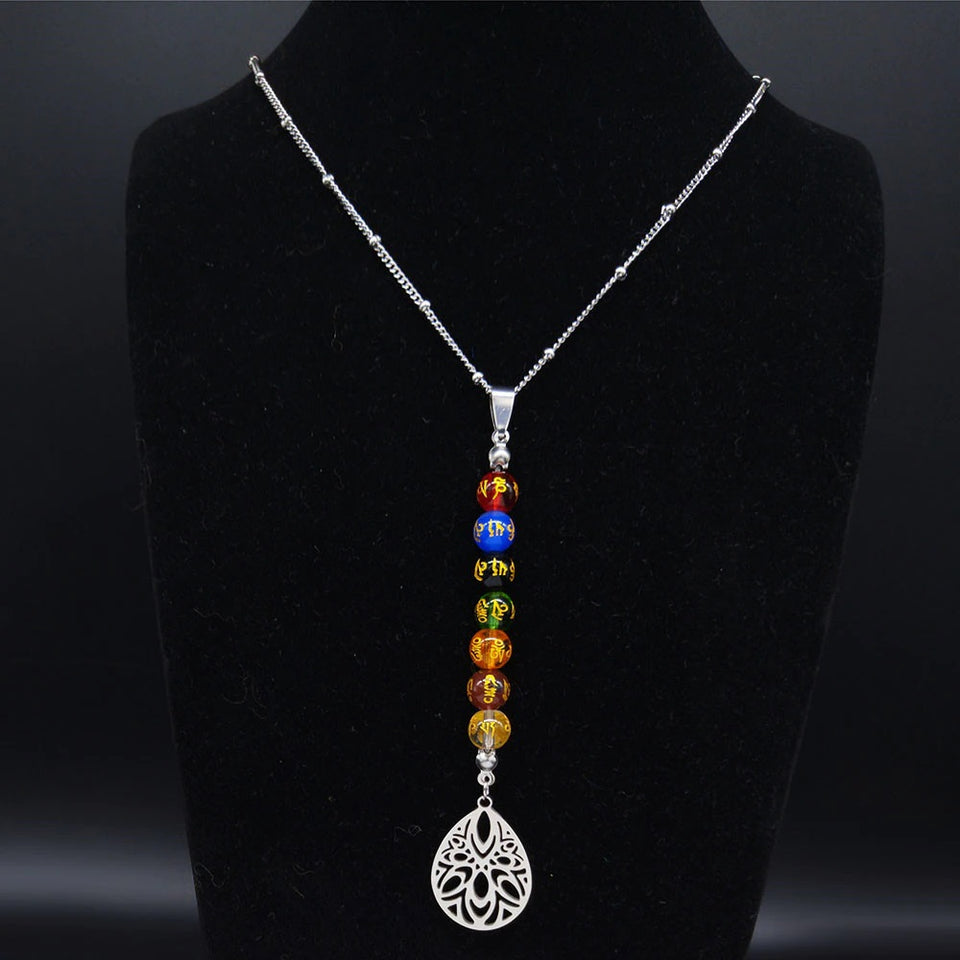 7 Chakra and Lotus Necklace