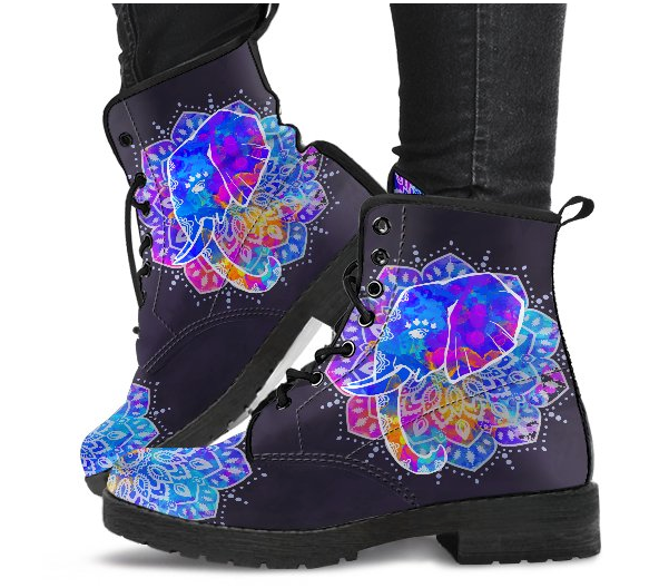 Watercolor Elephant Women's Leather Boots