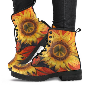 Peace Flower Women's Leather Boots