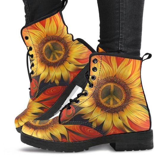 Peace Flower Women's Leather Boots