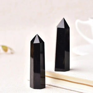 Black Obsidian Crystals Point Wand