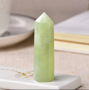 Light Green Jade Crystal Point Wand