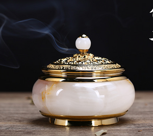 Premium Jade with Gold Incense Burner